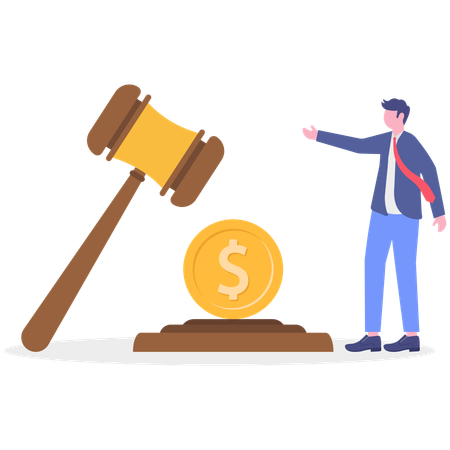 Homme d'affaires travaillant sur l'assurance salaire  Illustration