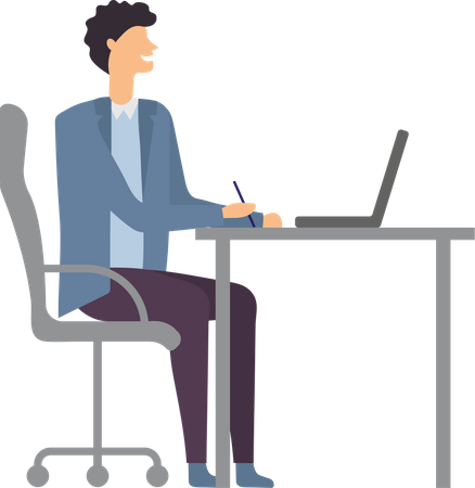 Homme d'affaires travaillant sur un ordinateur portable  Illustration