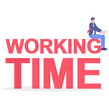 Homme d'affaires travaillant sur un ordinateur portable pendant les heures de travail  Illustration