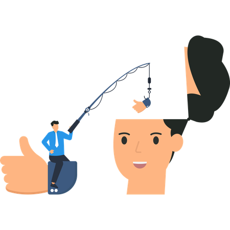 Homme d'affaires travaillant sur une approche stratégique  Illustration