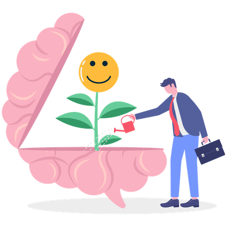 Homme d'affaires travaillant sur une attitude positive  Illustration