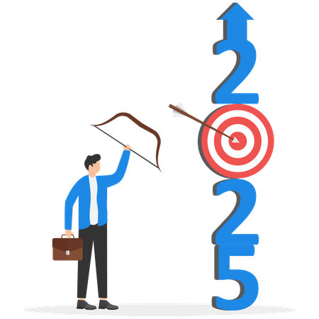Homme d'affaires travaillant sur un objectif commercial  Illustration