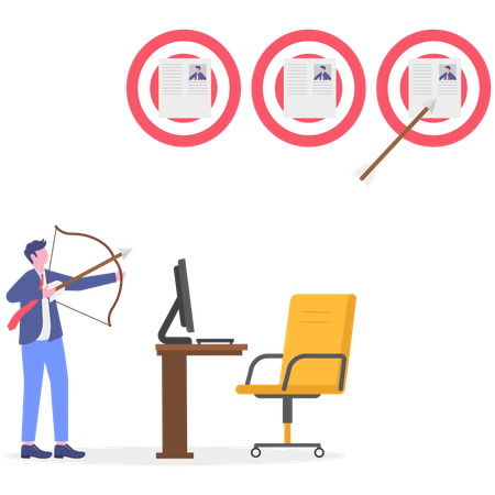Homme d'affaires travaillant sur une cible de recrutement  Illustration