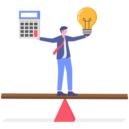Homme d'affaires travaillant sur un calcul d'entreprise  Illustration
