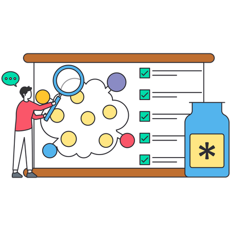Homme d'affaires travaillant sur une étude de marché  Illustration