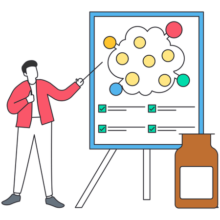 Homme d'affaires travaillant sur une présentation commerciale  Illustration