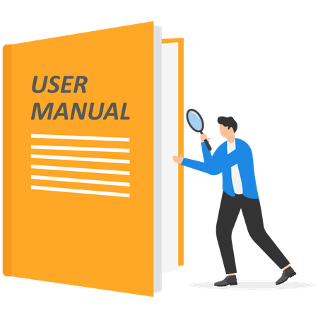 Un homme d'affaires trouve le manuel d'utilisation  Illustration