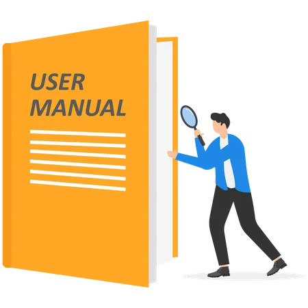 Un homme d'affaires trouve le manuel d'utilisation  Illustration