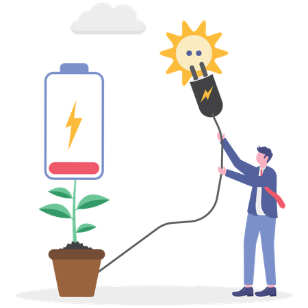 Un homme d'affaires utilise l'énergie de la biomasse  Illustration