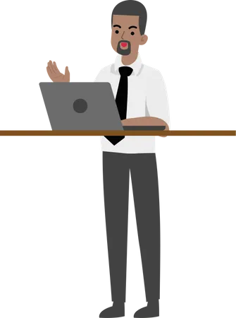 Homme d'affaires utilisant un ordinateur portable  Illustration