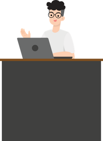 Homme d'affaires utilisant un ordinateur portable  Illustration