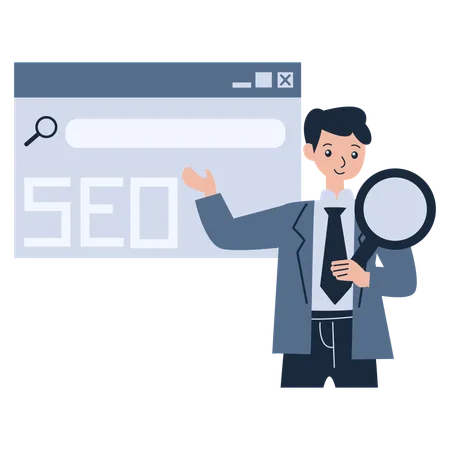 Opinions d'homme d'affaires sur SEO Trends  Illustration