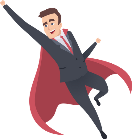 Homme d'affaires volant avec cape  Illustration