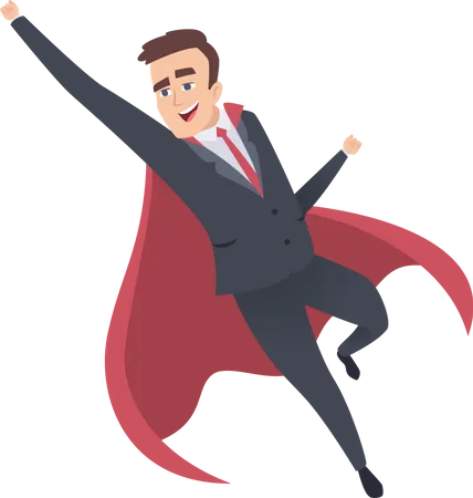 Homme d'affaires volant avec cape  Illustration