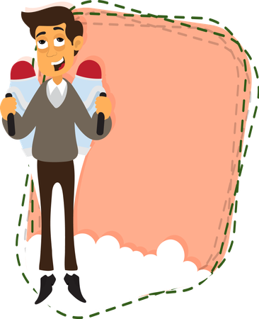 Homme d'affaires volant avec Jetpack  Illustration