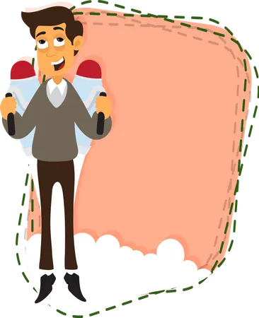 Homme d'affaires volant avec Jetpack  Illustration