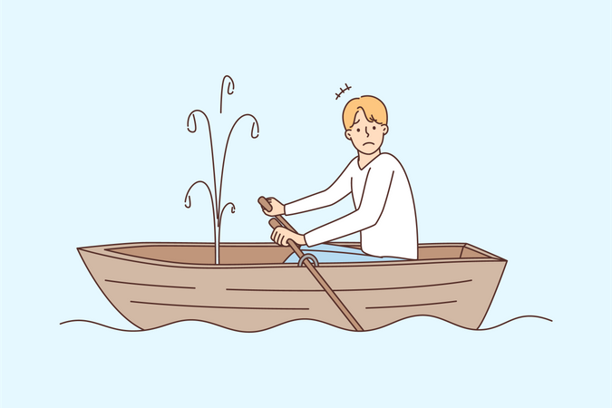 Homme en bateau  Illustration