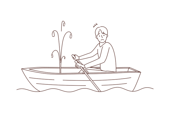 Homme en bateau  Illustration