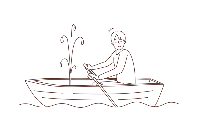 Homme en bateau  Illustration