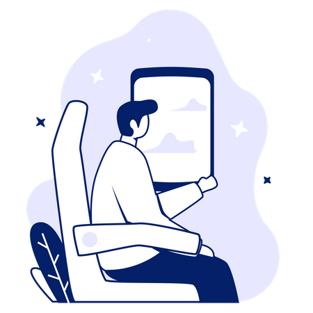 Homme dans un avion  Illustration