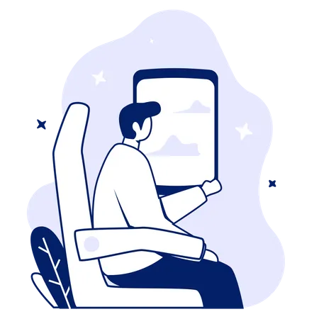 Homme dans un avion  Illustration