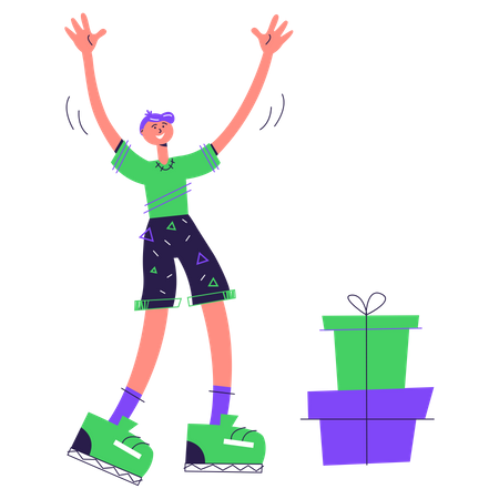 Homme debout avec des cadeaux  Illustration