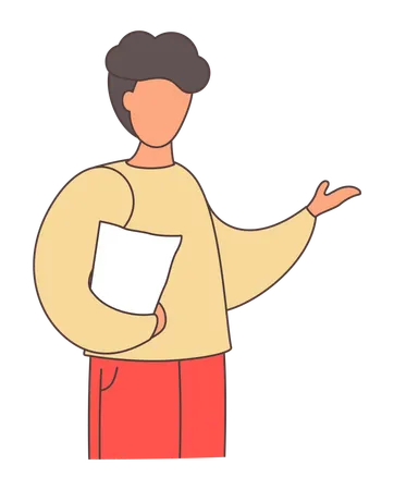 Homme debout avec un document commercial  Illustration