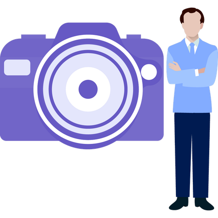 Homme debout avec un photographe  Illustration