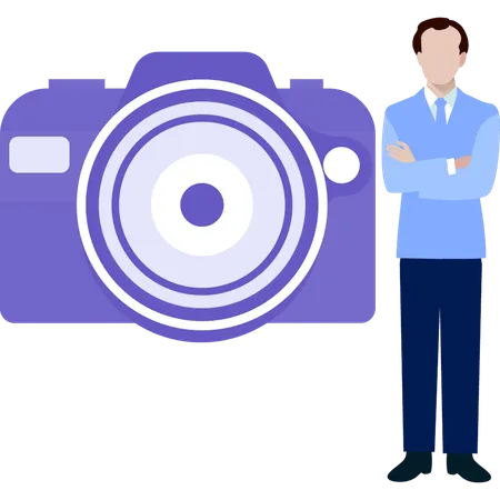 Homme debout avec un photographe  Illustration