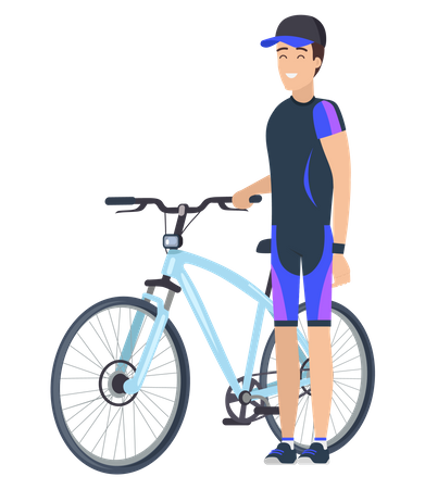 Homme debout avec vélo  Illustration