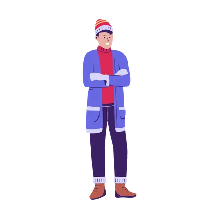 Homme debout dans des vêtements d'hiver  Illustration