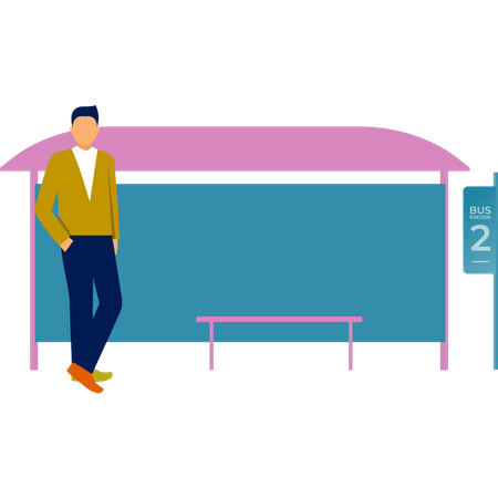 Homme debout dans la zone d'attente  Illustration