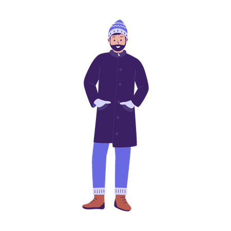 Homme debout en vêtements d'hiver  Illustration