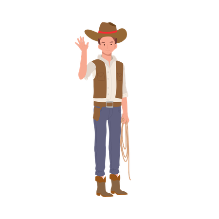 Homme debout en costume de cowboy  Illustration