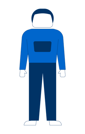 Homme debout sans visage en tenue décontractée bleue  Illustration