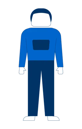 Homme debout sans visage en tenue décontractée bleue  Illustration