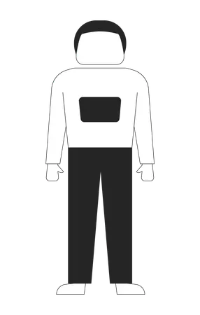 Homme debout sans visage en tenue décontractée bleue  Illustration