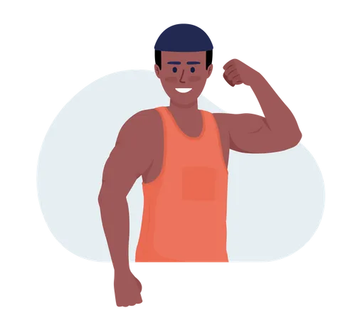 Homme démontrant ses muscles  Illustration