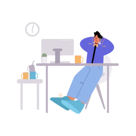 Homme se relaxant au travail  Illustration