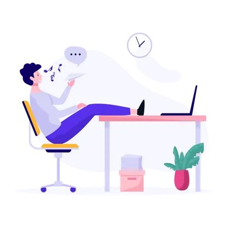 Homme se relaxant au travail  Illustration