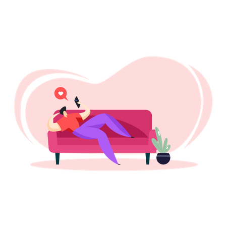 Homme relaxant sur un canapé  Illustration