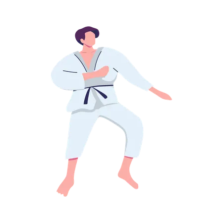 Un homme devient joueur de taekwondo  Illustration