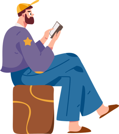 Homme discutant sur mobile  Illustration