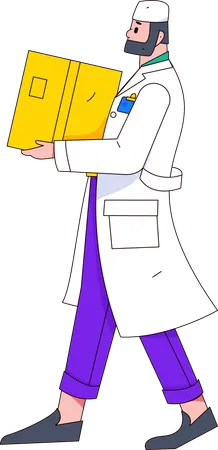 Médecin de sexe masculin tenant une boîte médicale  Illustration
