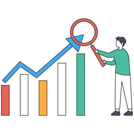 Homme faisant une analyse commerciale  Illustration