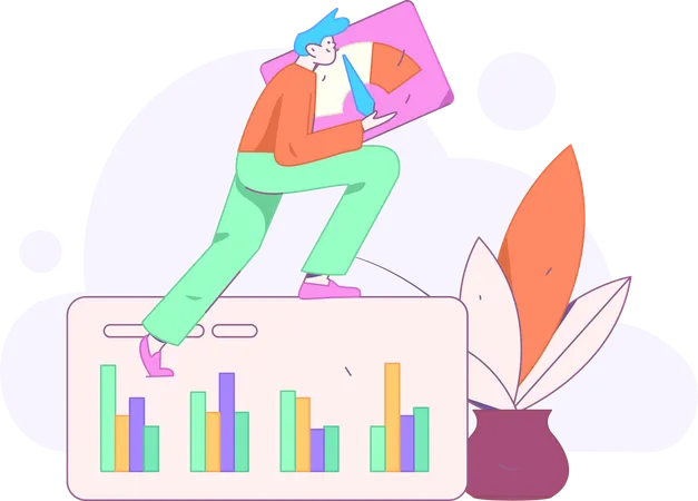 Homme effectuant une analyse des performances de l'entreprise  Illustration