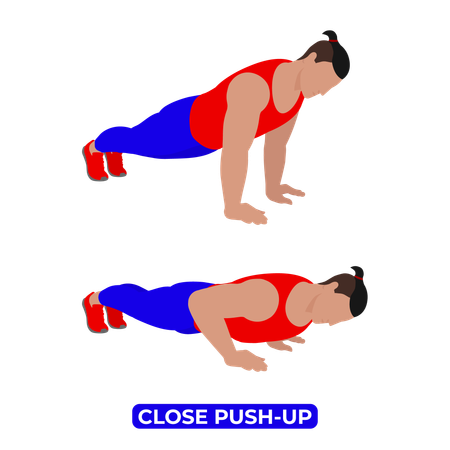 Homme faisant un exercice de pompes rapprochées  Illustration