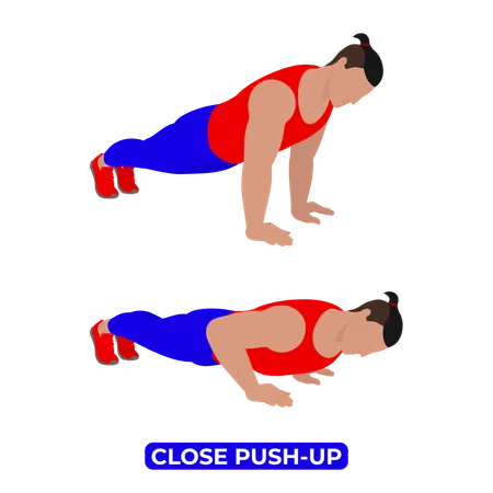 Homme faisant un exercice de pompes rapprochées  Illustration