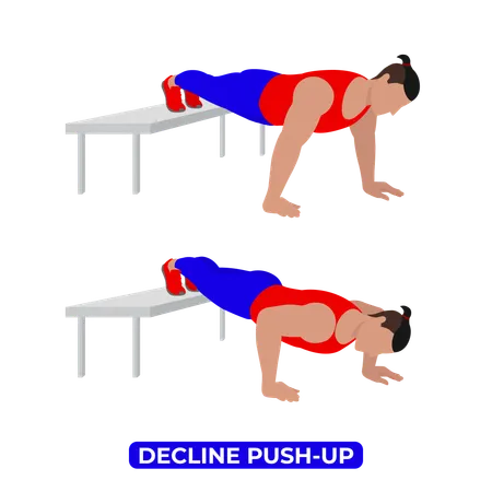 Homme faisant un exercice de poussée de déclin  Illustration