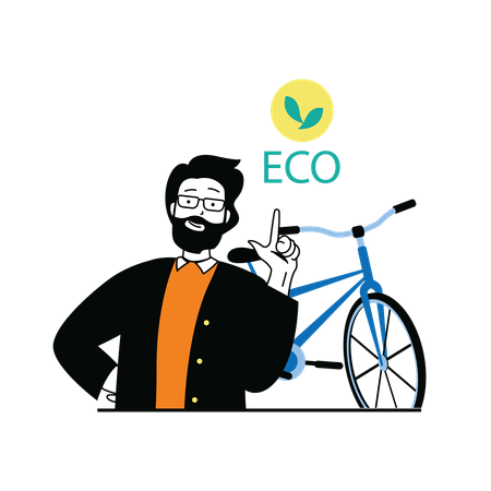 Homme donnant des informations sur le cycle écologique  Illustration